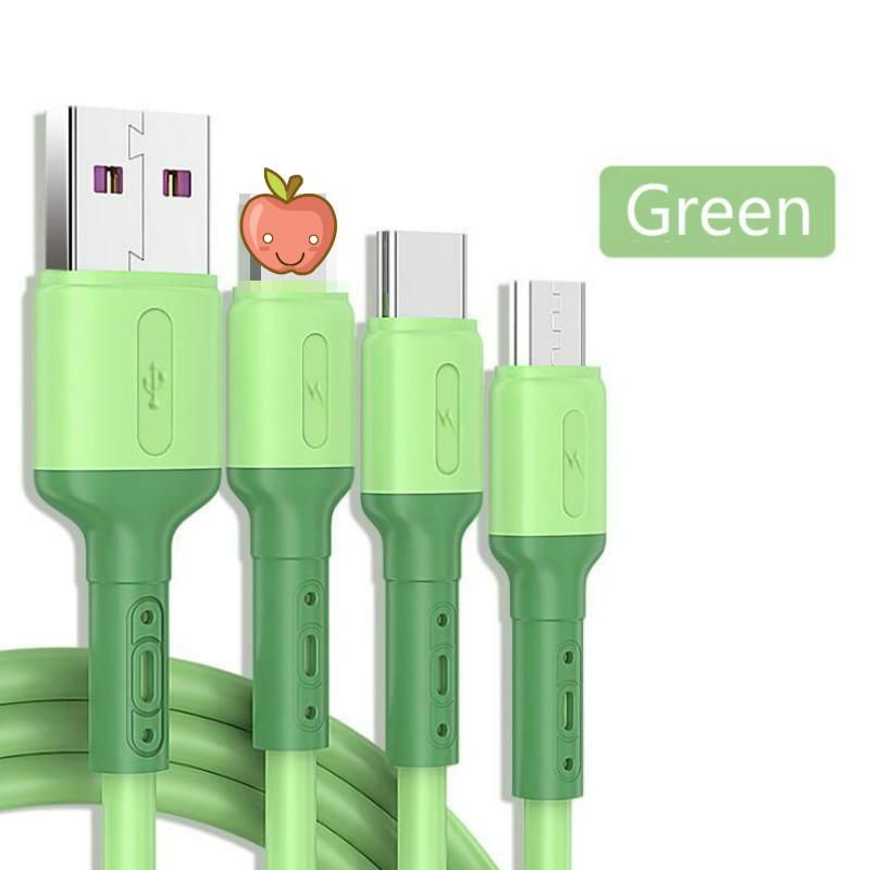 Portable 3-in-1Multifunctional Liquid Soft Glue Charger Data Cord Super Fast Charge Charging Wire For iphone and Android Type-C