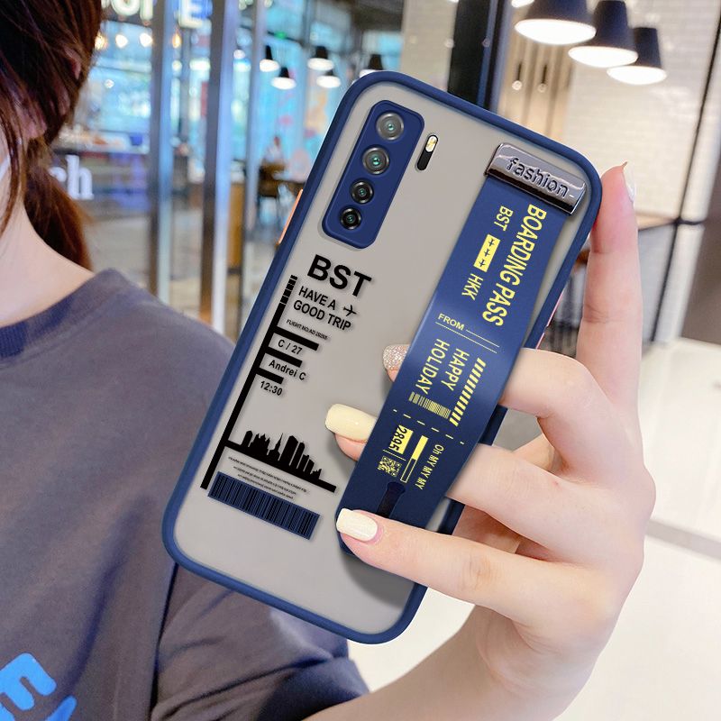 UCUC for Huawei Nova 7 SE Wrist Strap Case Creative Printing City Landscape Wristband Printing Cover Shockproof Frosted Phone Case
