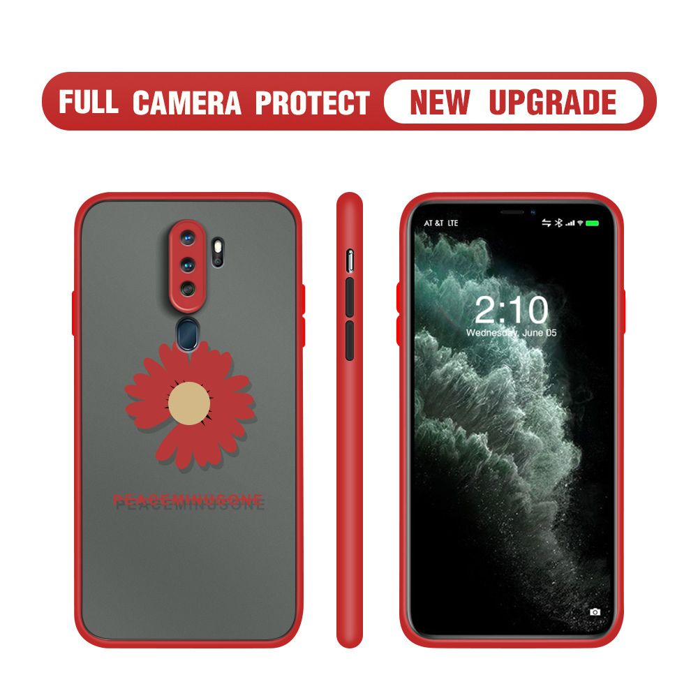 Hontinga for OPPO A5 2020 / A9 2020 Case Daisy Flower Cover Camera Shockproof Protection Case Edge Frosted Transparent Phone Cover
