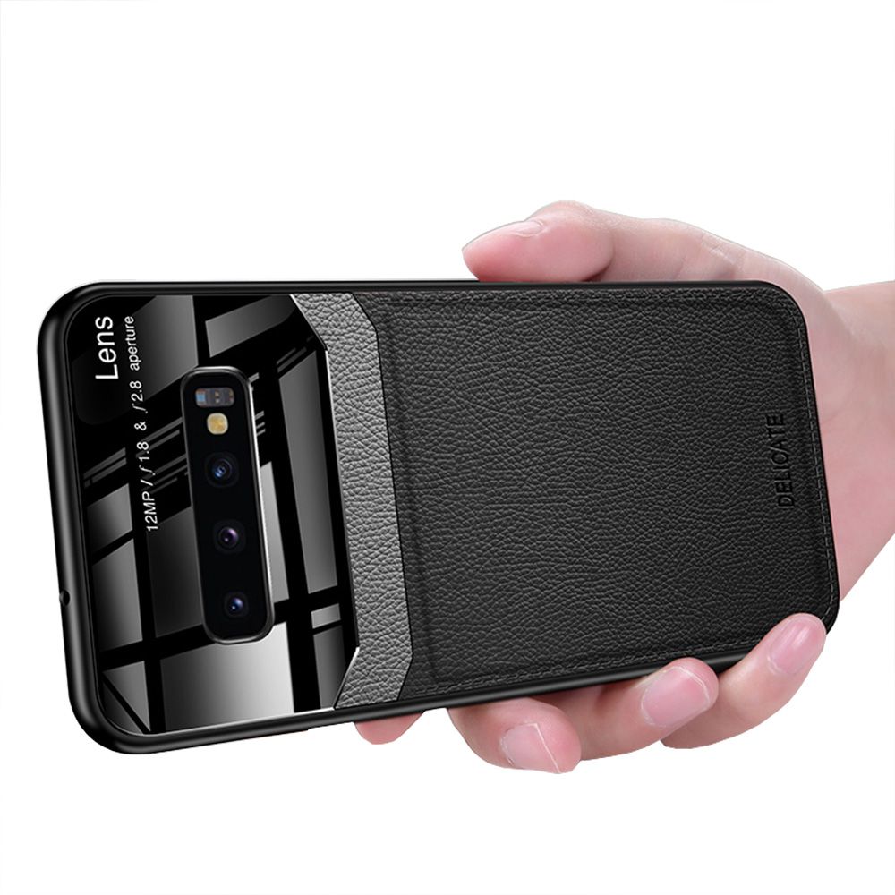 Case For Samsung Galaxy S10 Leather Mirror Tempered Glass Shockproof Phone Back Cover