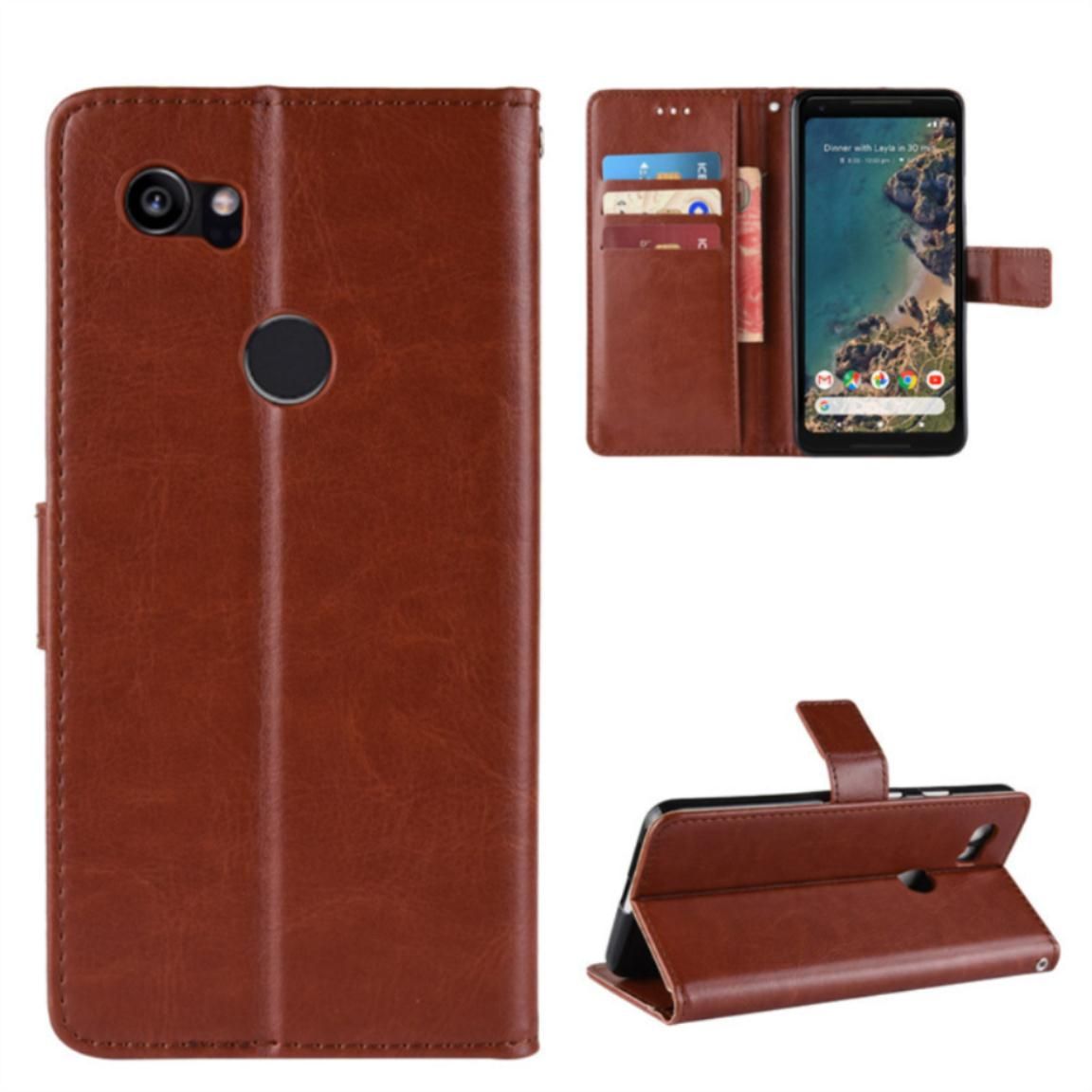Case For Google Pixel 2 Xl Casing Flip Leather Card Case + Tpu Silicone Back Cover Soft Phone Case
