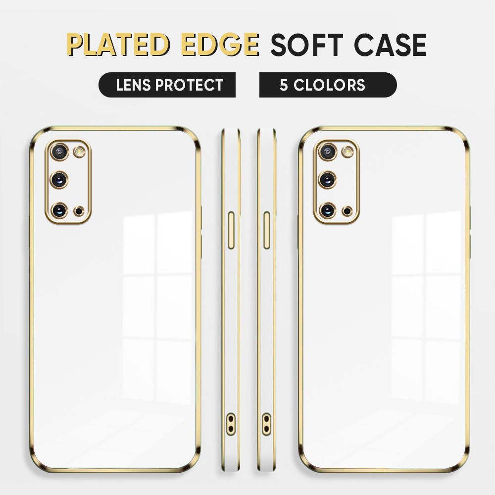 Luxury 6D Plating Case for Samsung Galaxy S20 Back Cover Soft Silicone Square Frame Shiny Bling Phone Cases