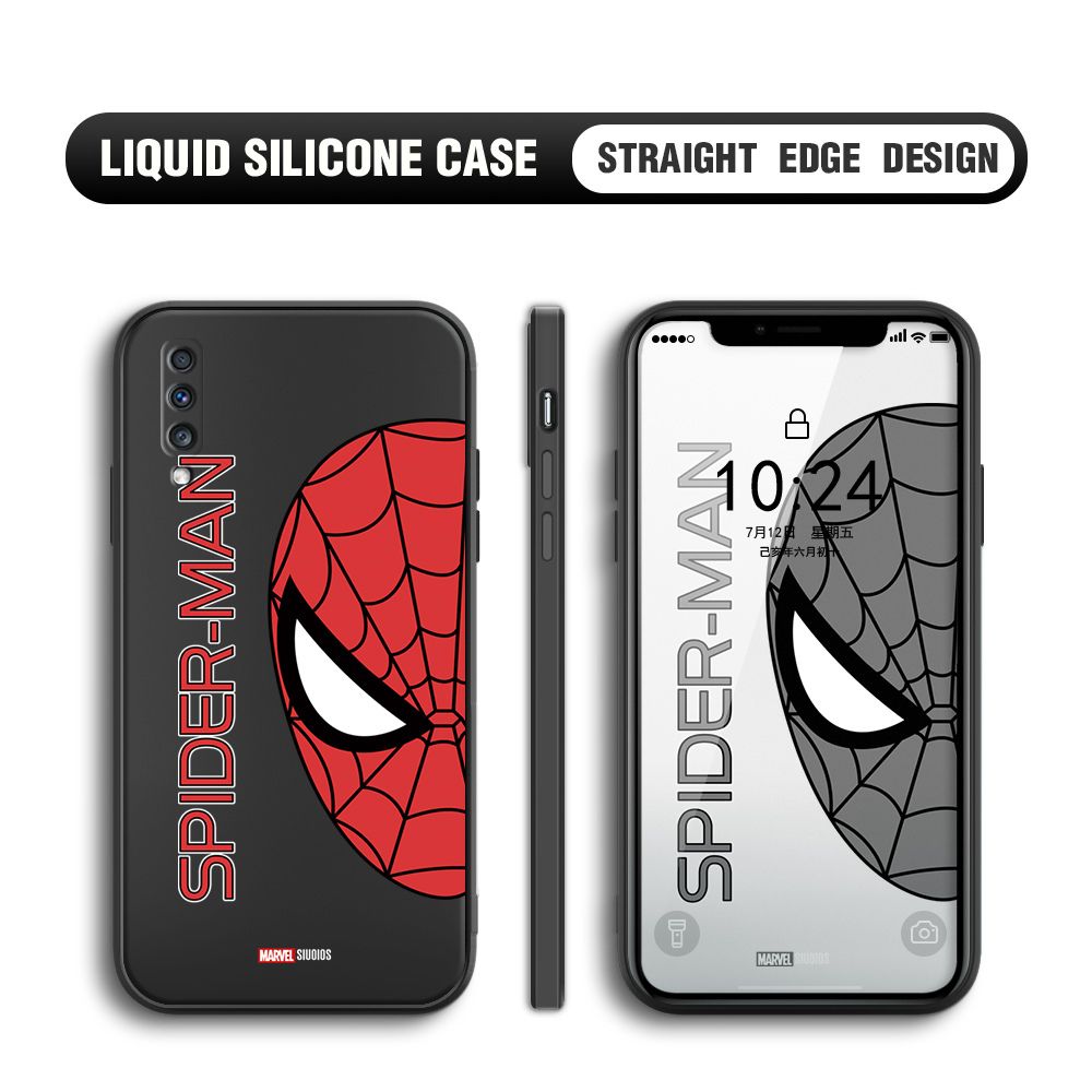 Jizetin for Samsung Galaxy A70 / A70S Back Cover Cute Spiderman For Boys Liquid Silicone Phone Case Soft Full Camera Protect Phone Cases