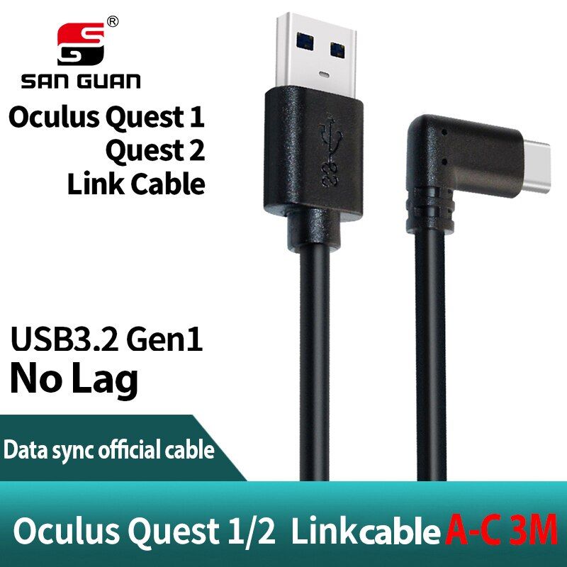 5M 3M USB-C Cable Oculus Quest 2 Link Cable USB3.2 Compatability Right Angle Type-c 3.2Gen1 Speed Data Transfer Fast Charge