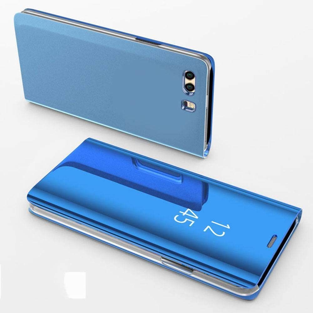 For Huawei P10 Plus Mirror Plating Hard PC -PU Leather Translucent Standing View Case Cover