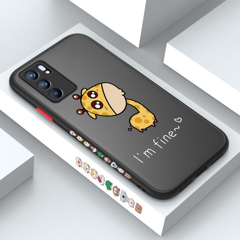 ZeroQiQi for OPPO Reno6 5G Case Cute Funny Giraffe Side Printing Cover Frosted Ultra Thin Protective Anti Fall Phone Case