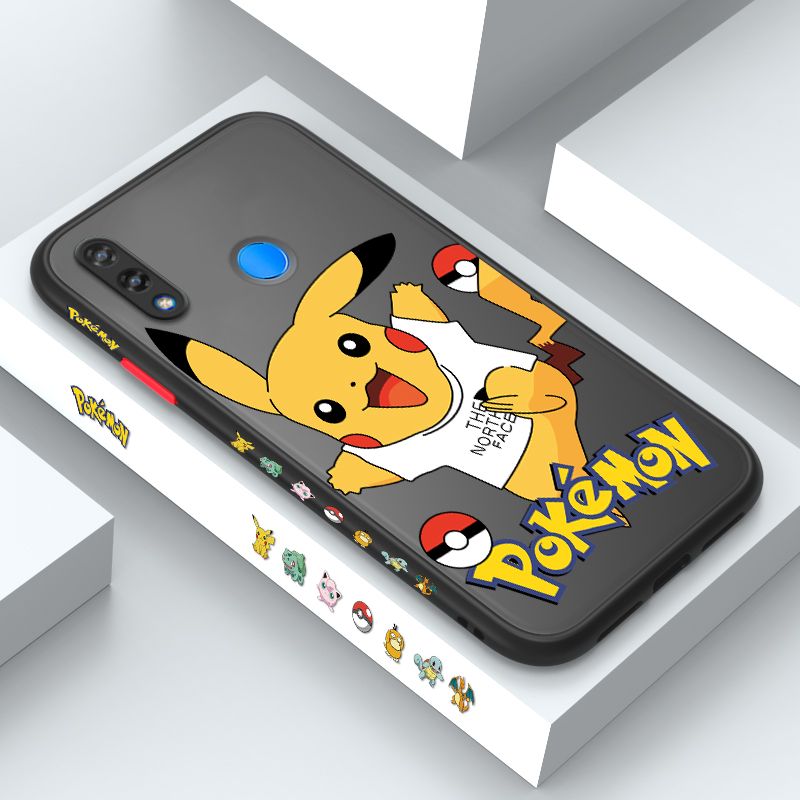 ZeroQiQi for Huawei Nova 3I Case White Clothes Pikachu Side Printing Cover Frosted Ultra Thin Protective Anti Fall Phone Case