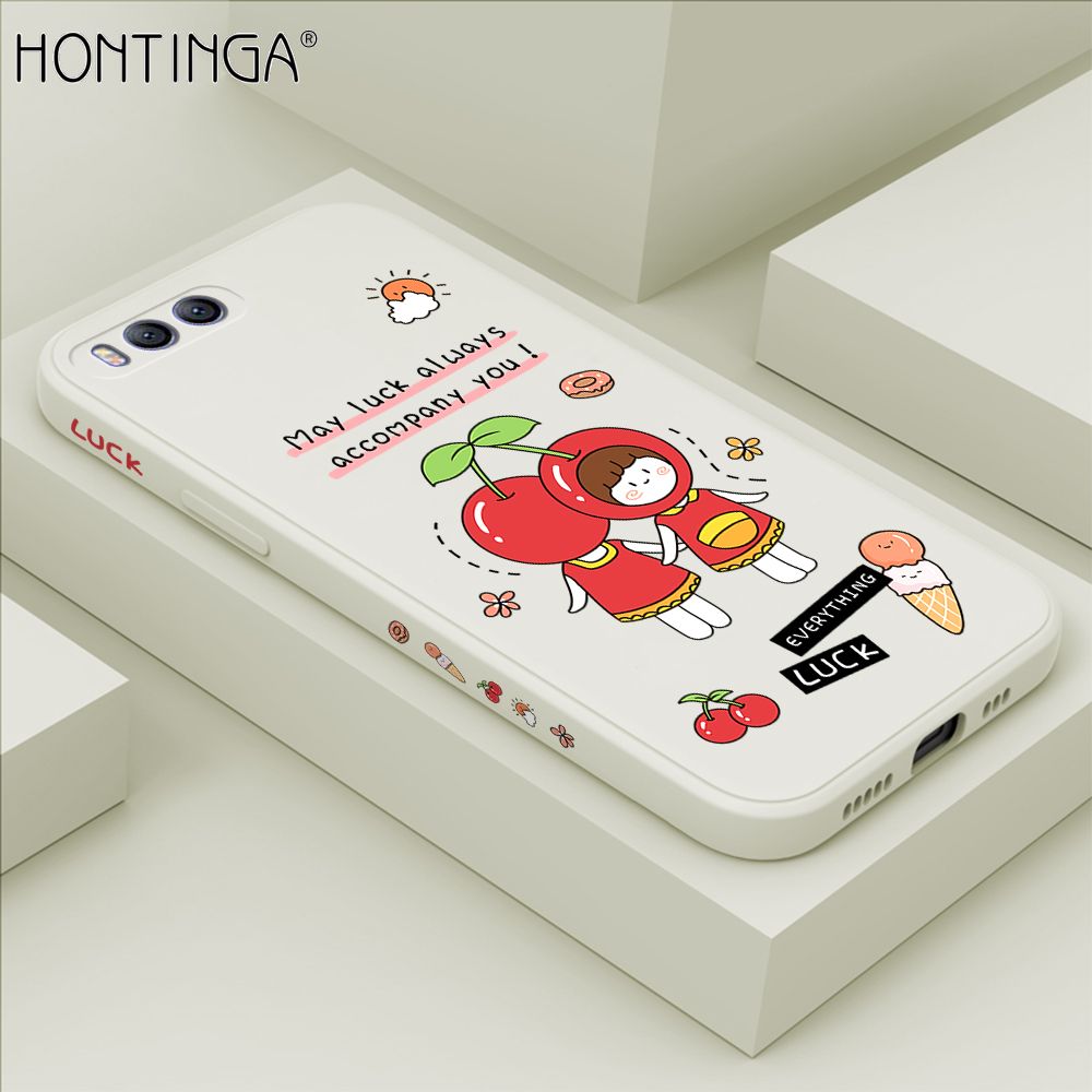 Hontinga for Xiaomi MI 6 Case Side Design Cute Cherry Girl Back Cover Soft Square Edge Pattern Liquid Silicone Trend Phone Cases