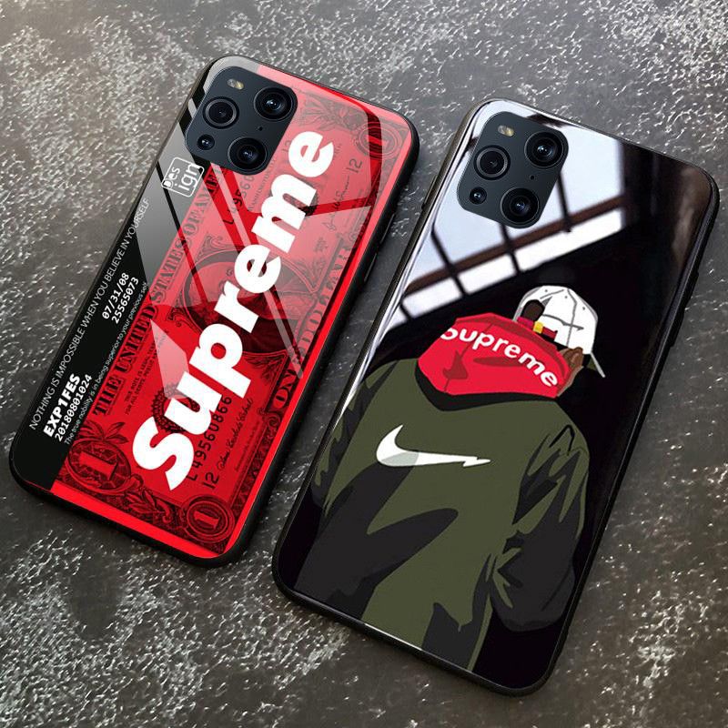 Supreme For OPPO Find X3 Case Tempered Glass Protector Mirror Back Covers SUP Superme Supreme Design OPPO Find X3 Back Cover
