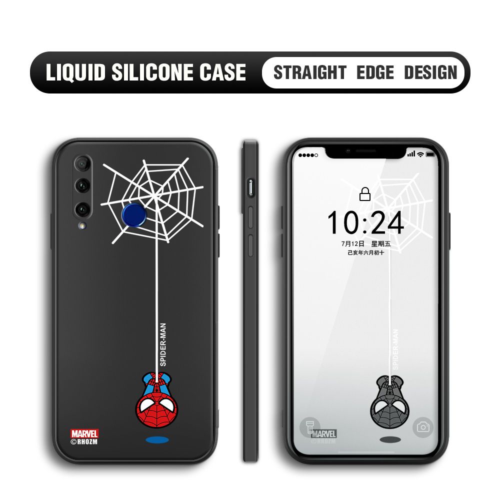 Jizetin for Honor 20 Lite / P Smart Plus 2019 / 10I / 20I Back Cover Cute Spiderman For Boys Liquid Silicone Phone Case Soft Full Camera Protect Phone Cases