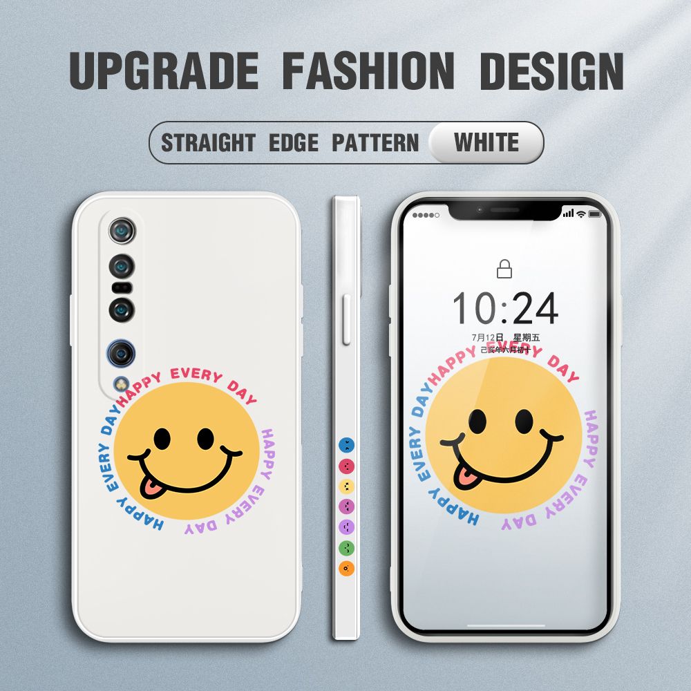 FHKL for Xiaomi 10 Pro Back Cover Cartoon Smile Side design Soft Case Multicolor Liquid Silicone Phone Cases