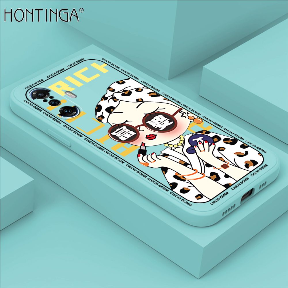 Hontinga for Xiaomi Poco F3 GT / Redmi K40 Gaming Case Fashion Sunglasses Rich Girl Phone Case Phone Case Soft Square Edge Silicone Cases Full Lens Cover Shockproof Protection Cover