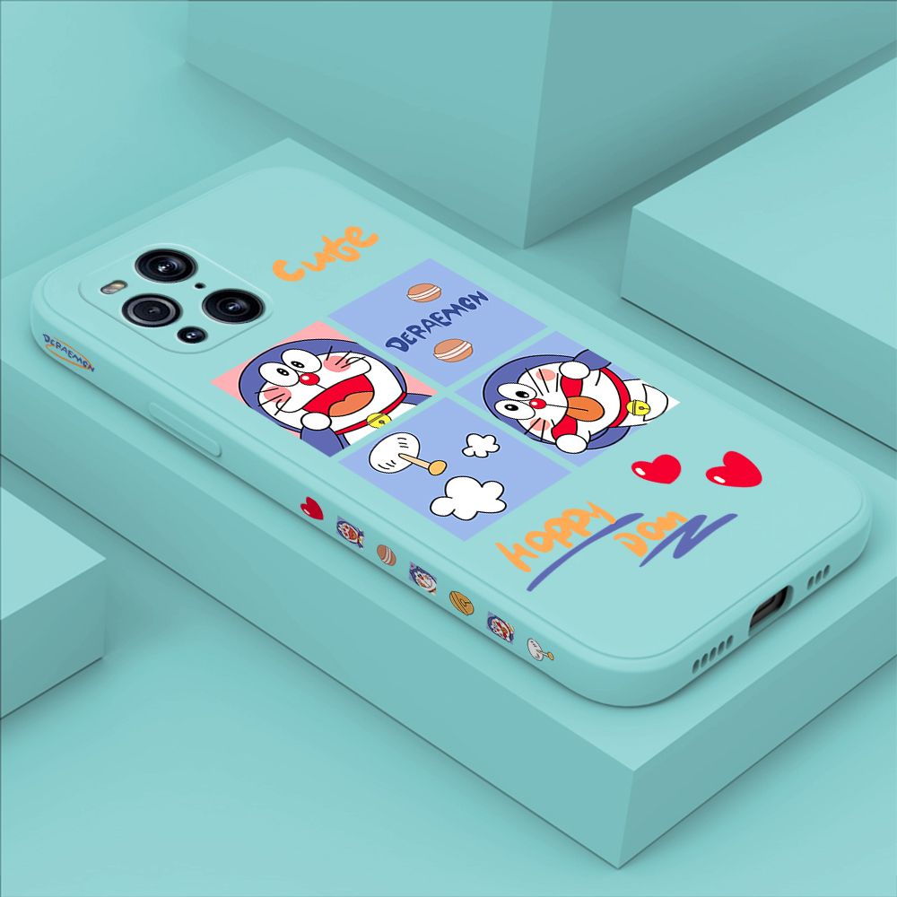 Hontinga for OPPO Find X3 Case Side Design Cartoon Cute Cat Back Cover Soft Square Edge Pattern Liquid Silicone Trend Phone Cases