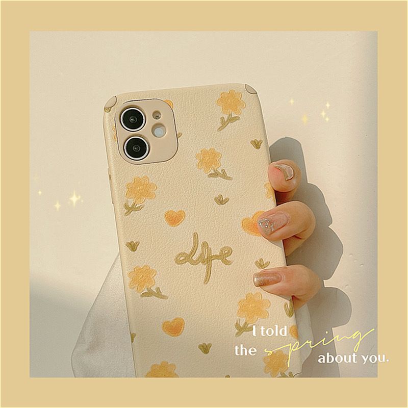 Leather Case Cute Little Yellow Flower Soft Cover