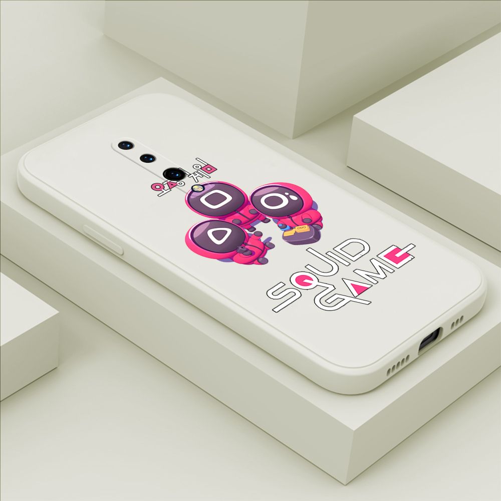 ZeroQiQi for OnePlus 7 Pro Case Cute Cartoon Cute Squid Character Phone Cover Square Liquid Silicone Shockproof Phone Protective Case