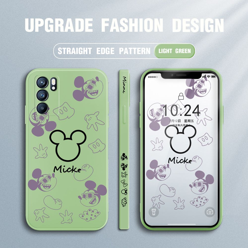Jizetin for OPPO Reno6 5G Case Creative Printing Pattern Side Design Phone Case Square Edge Pattern Liquid Silicone Cases Full Cover Camera Shockproof Protective Case