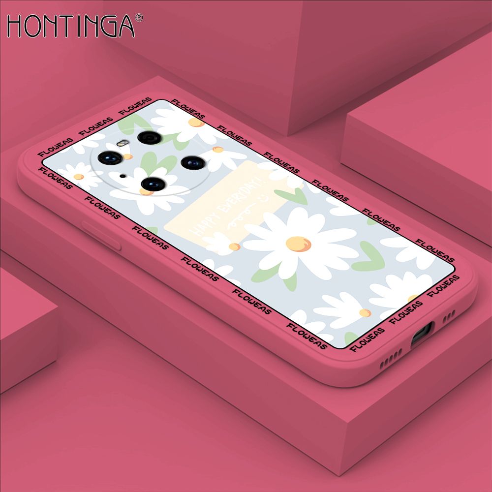 Hontinga for Huawei Mate 40 ProPlus Case Beautiful Daisy Flower Phone Case Phone Case Soft Square Edge Silicone Cases Full Lens Cover Shockproof Protection Cover