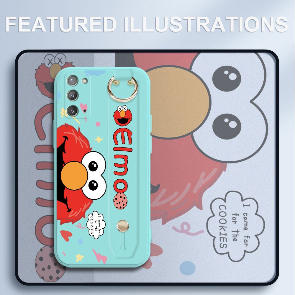 UCUC for Samsung Galaxy Note 20 Wrist Strap Case Creative Cartoon Red Haired Monster Cover Ultra Thin Anti Fall Liquid Silicone Phone Case
