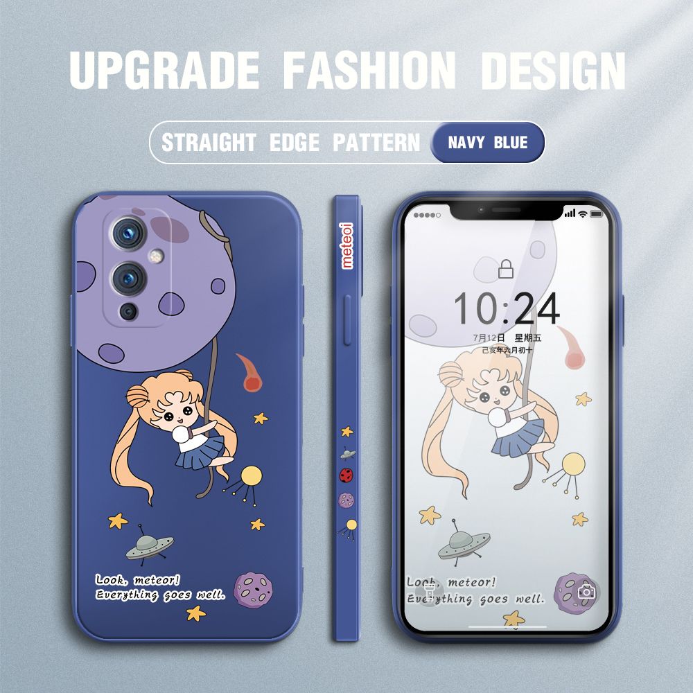 UCUC for OnePlus 9 Back Cover Beauty Warrior Ultra Thin Soft Luxury Square Multicolor Liquid Silicone Phone Case