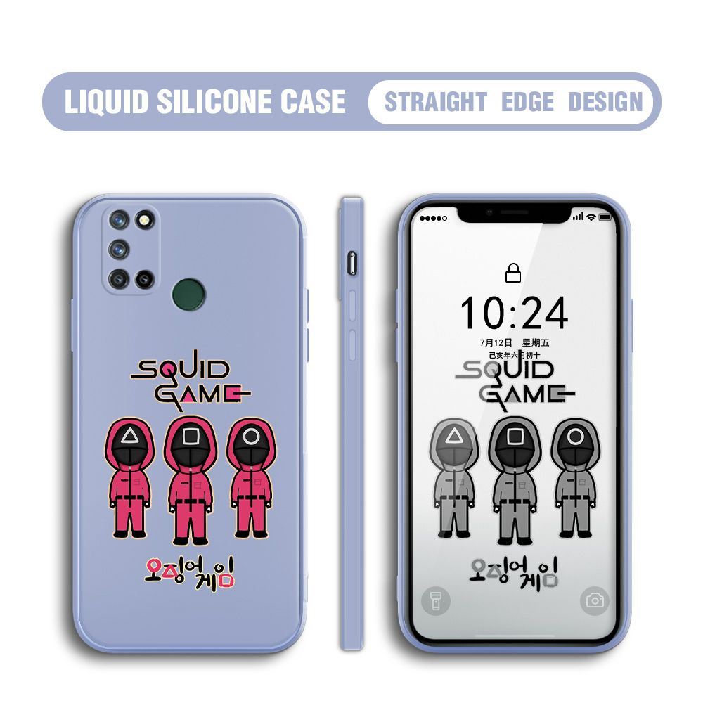 UCUC for Realme 7i Case Trend Cartoon Korean Squid Phone Cover Liquid Silicone Case Phone Protective Case