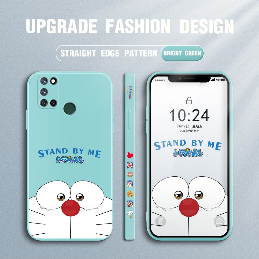 Jizetin for Realme 7i / Realme C17 Case New Cartoon Stand by Me Doraemon Anime Side Design Phone Cover Liquid Silicone Cases