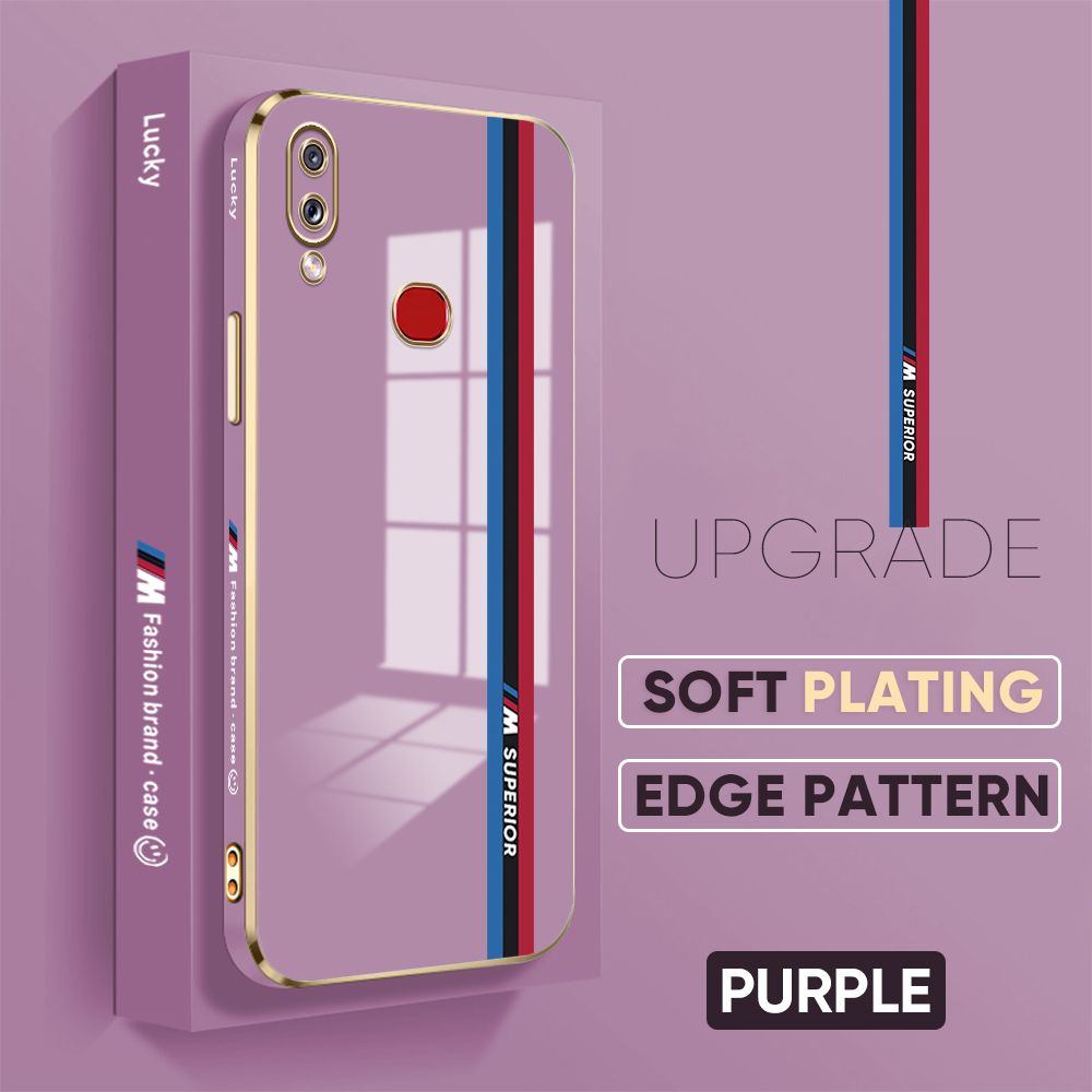 TA for Samsung Galaxy A10S Back Cover + Free Lanyard Track Sign Luxury 6D Plating Case Side Pattern Soft Silicone Square Phone Cases