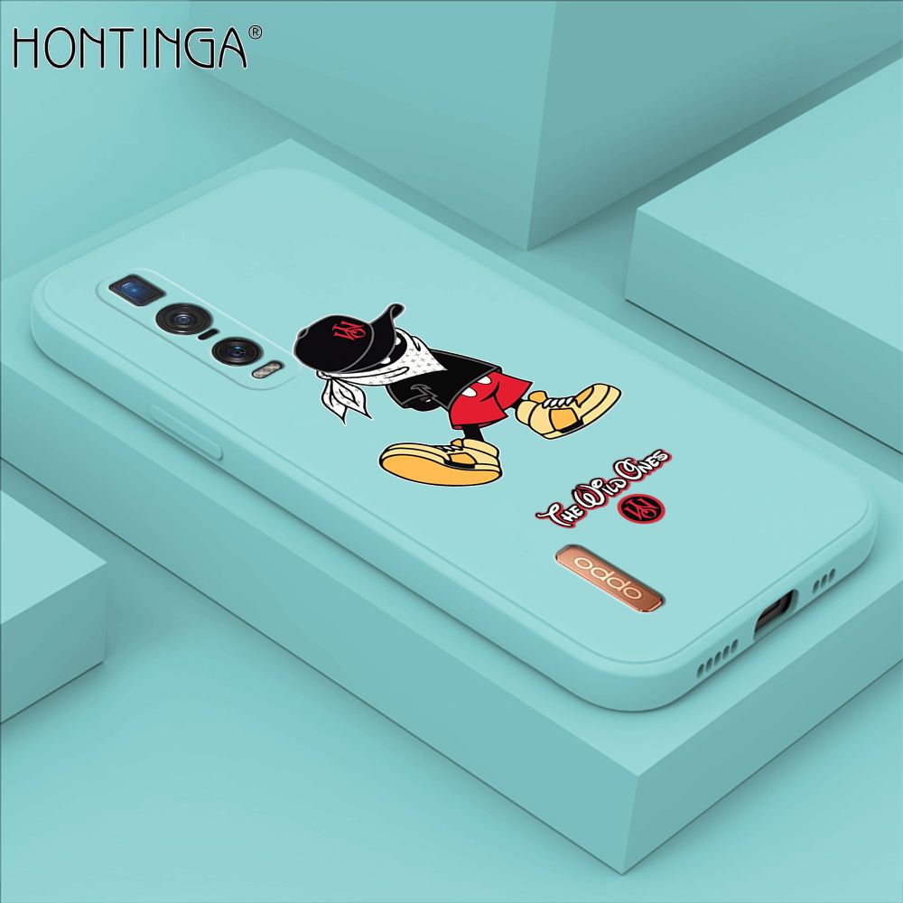Hontinga for OPPO Find X2 Pro Case Cartoon Masked Mouse Phone Case Soft Square Edge Silicone Cases Full Lens Cover Shockproof Protection Cover