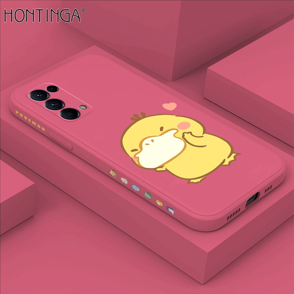 Hontinga for OPPO Reno 5 Pro 5G Case Side Design Trendy Cartoon Sign Back Cover Soft Square Edge Pattern Liquid Silicone Phone Cases