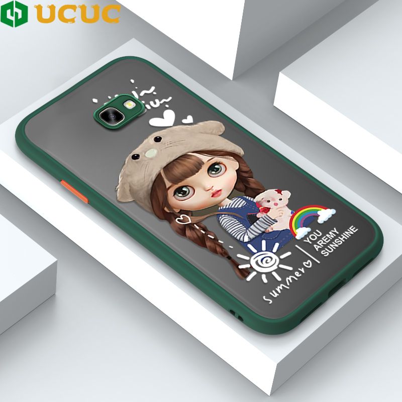 UCUC for Samsung Galaxy J4 Plus 2018 / J4 Prime Back Cover Rainbow Lovely Girls Frosted Transparent Hard Phone Case Thin Shockproof Full Cover Camera Protect Case