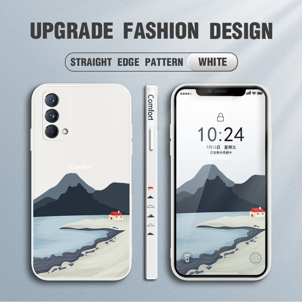 Jizetin for Realme GT Master Case Mount Fuji Design Side Design Phone Case Square Edge Pattern Liquid Silicone Cases Full Cover Camera Shockproof Protective Case