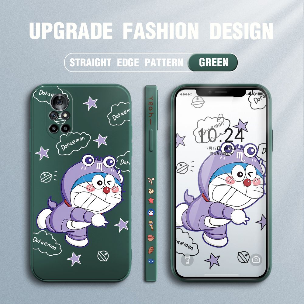 Jizetin for Huawei Nova 8 Case Cute Cartoon Purple Doraemon Anime Side Design Phone Case Ultra Soft Edge Pattern Liquid Silicone Phone Cases