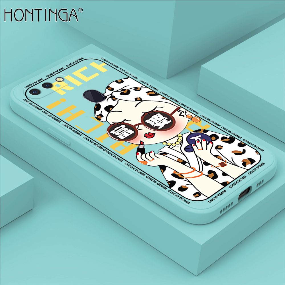 Hontinga for OPPO R15 Case Fashion Sunglasses Rich Girl Phone Case Phone Case Soft Square Edge Silicone Cases Full Lens Cover Shockproof Protection Cover