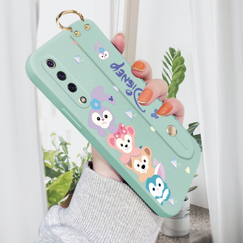 Jizetin for Xiaomi Mi 9 Wrist Strap Case Creative Cartoon Cute Bunny Cover Ultra Thin Anti Fall Liquid Silicone Phone Case