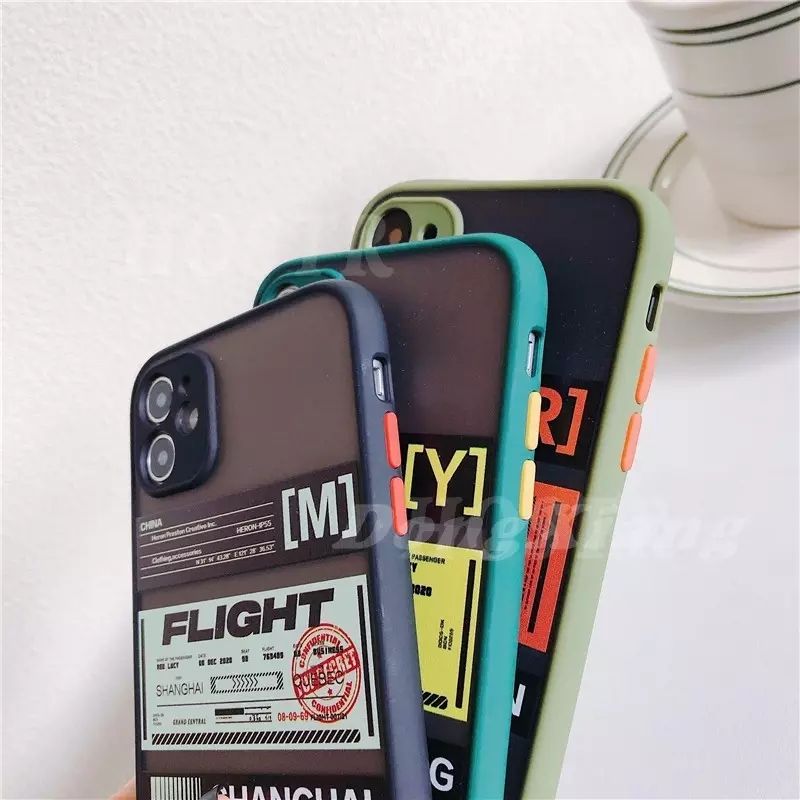 Realme C25 Realme 8 Pro Realme 7 Pro Realme 6i 5i C11 C15 C12 C3 C2 OPPO A94 A54 A15 A71 A15S Reno 5F A59 F1S A1K A5S A12 A52 Shockproof Camera Protector CCreative Flight Ticket Label Embossed Translucent Matte Case Matte Colored Phone case layor