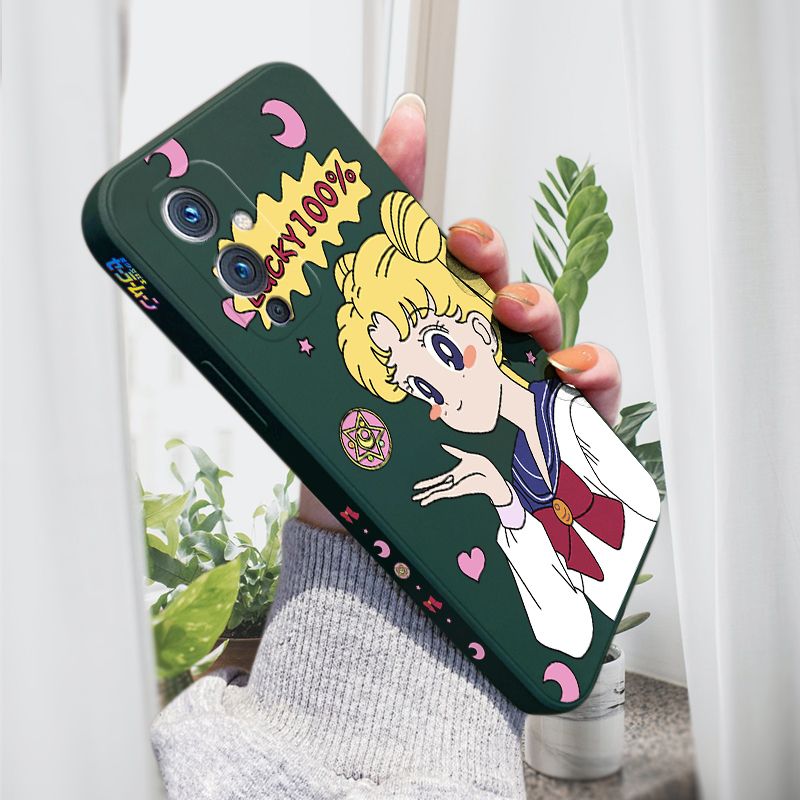 AMORVOR for OnePlus 9 Back Cover Anime Super Sailor Moon Side design Soft Case Liquid Silicone Phone Cases