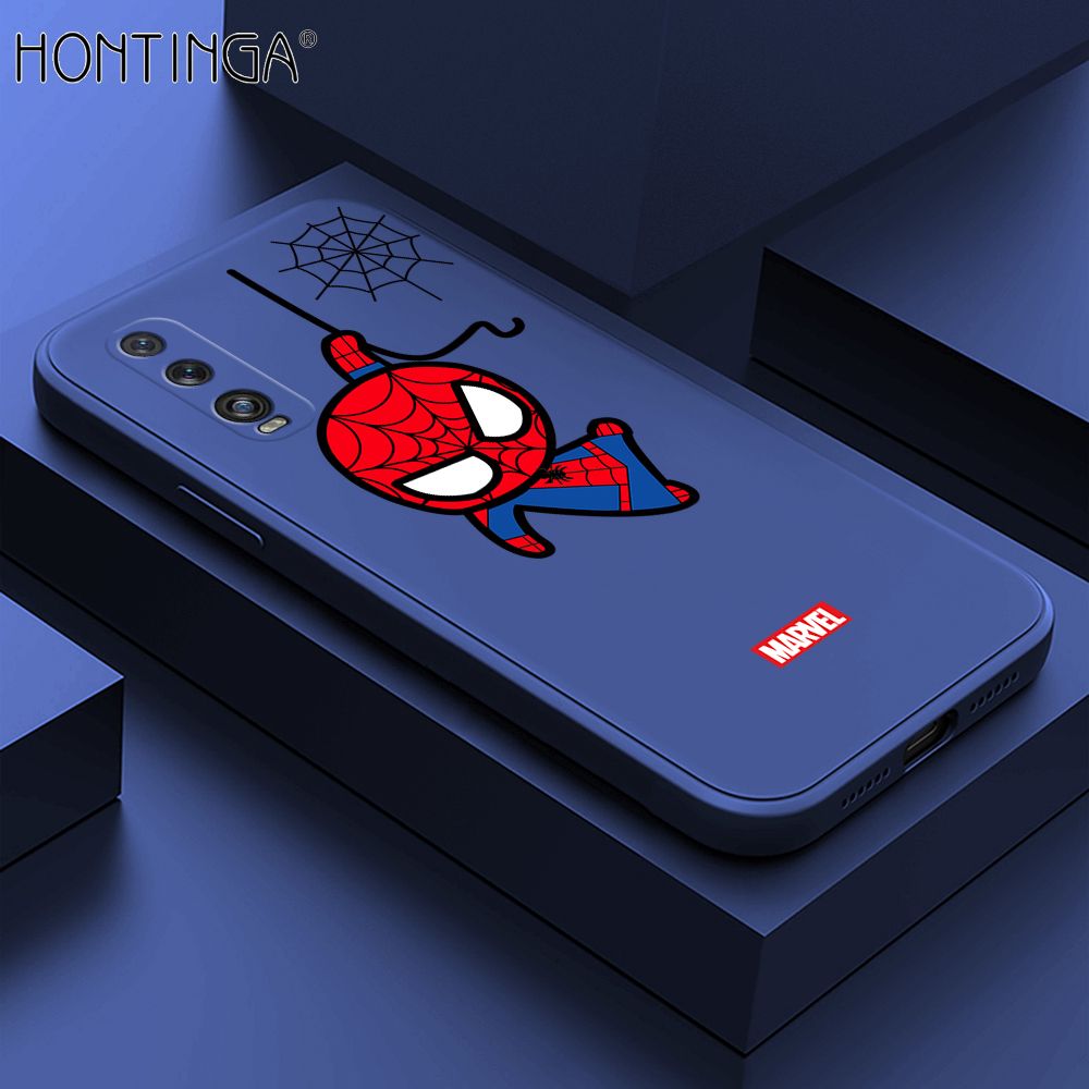 Hontinga for OPPO Find X2 Case Cute Marvel Avengers Cartoon Spiderman Spider Man Phone Case Square Edge Silicone Cases Full Lens Cover Shockproof Protection Case