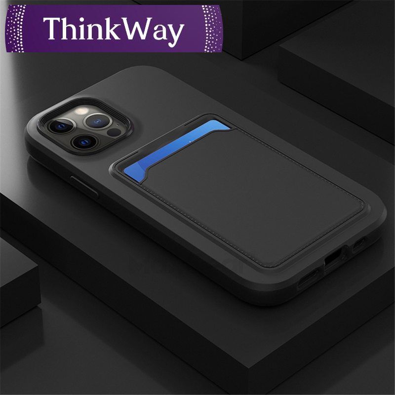 Luxury Liquid Silicone Soft Case For iPhone 12 11 Pro Max XR X S 7 8 Plus SE Mini Shockproof Bumper Color Card Holder Cover Capa