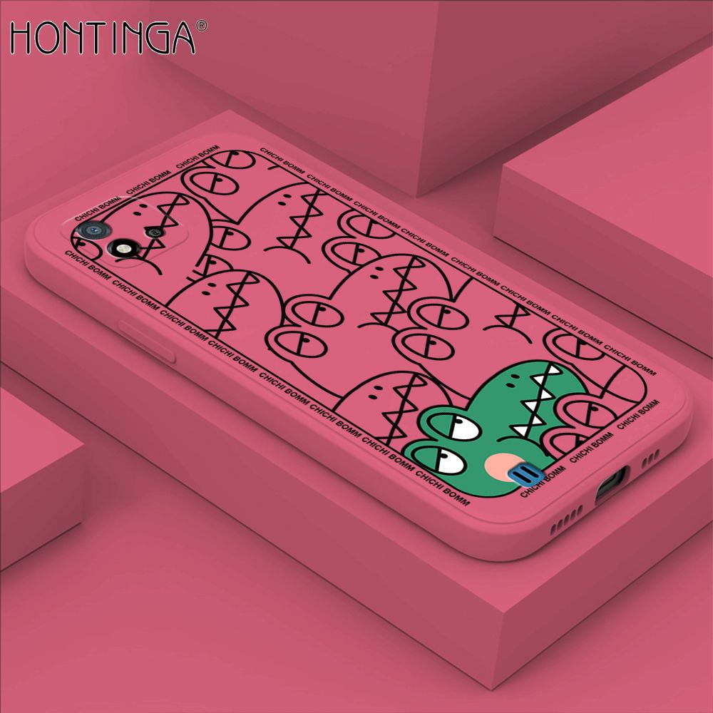 Hontinga for Realme C20 C20A C11 2021 Case Cartoon Crocodile Alligator Phone Case Phone Case Soft Square Edge Silicone Cases Full Lens Cover Shockproof Protection Cover