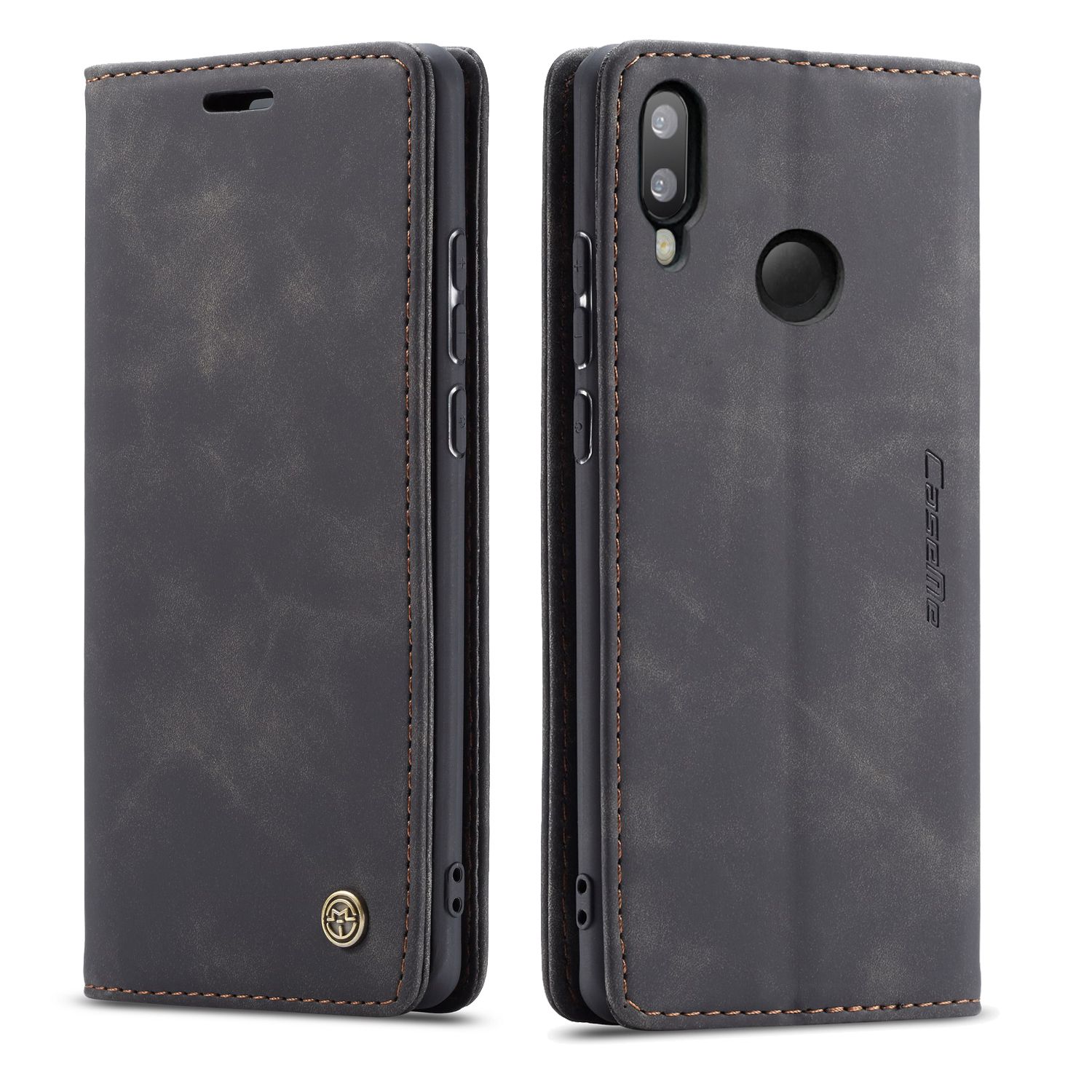 For Samsung Galaxy M20 Retro PU Leather TPU Inner Wallet Case Card Slots Magnetic Closure Flip Stand Casing Cover