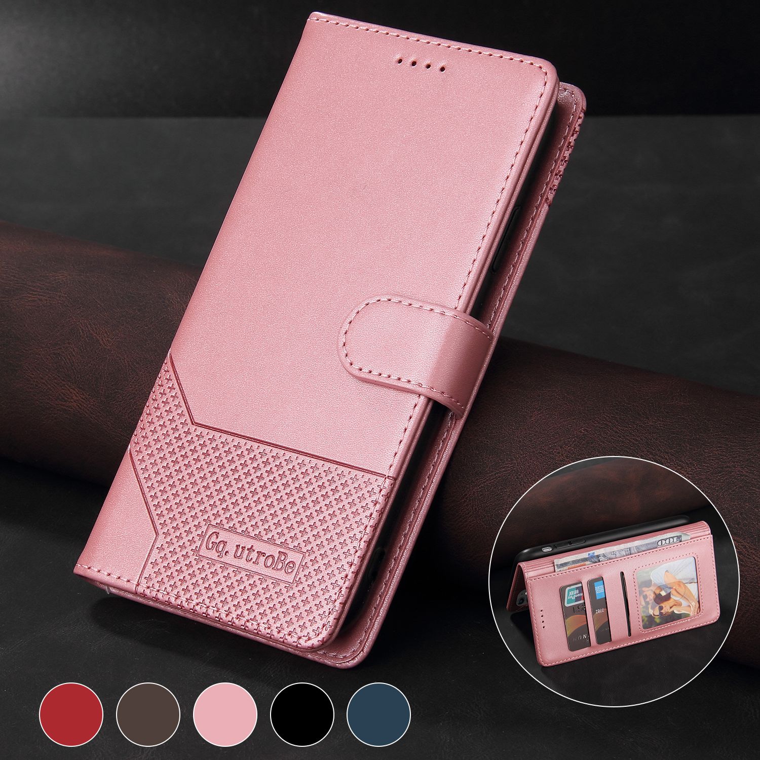 Business Card Slot Photo Frame Leather Case For Xiaomi Redmi Note 9 / Xiaomi Redmi 10X 4G Flip Stand Phone Case