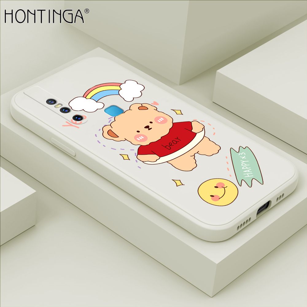Hontinga for Vivo V15 Case Lovely Cartoon Bear Phone Case Phone Case Soft Square Edge Silicone Cases Full Lens Cover Shockproof Protection Cover