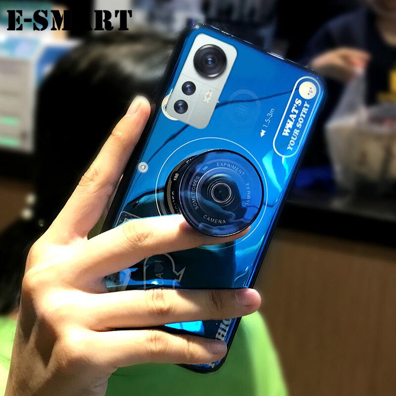 Phone Case Xiaomi 12 Back Cover Cute 3D Design Camera Phone Cases with Stand Holder Lanyard Soft Silicone Shockproof Xiaomi12 Case