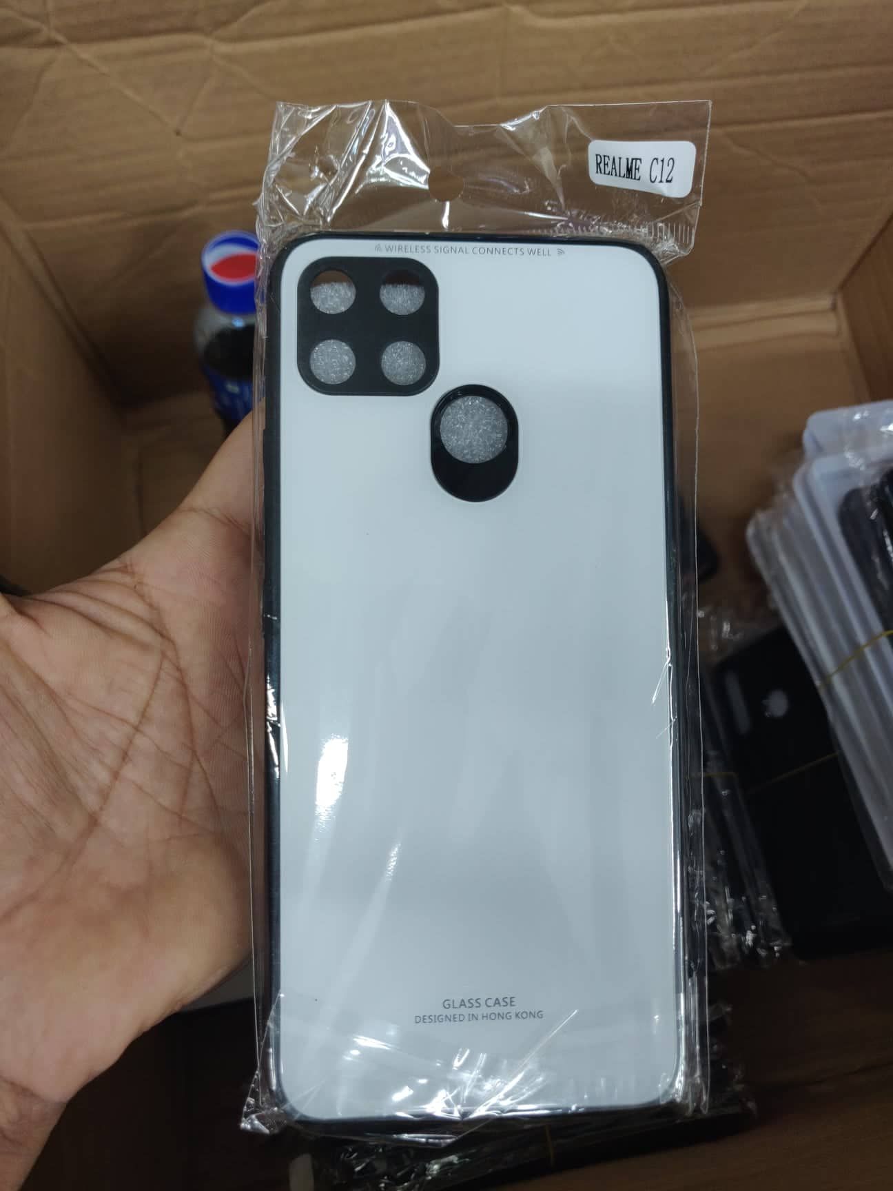 For Realme C12 / C25 / Narzo 20 HONG KONG DESIGN Scratchproof Tempered Glass Back Cover phone Case
