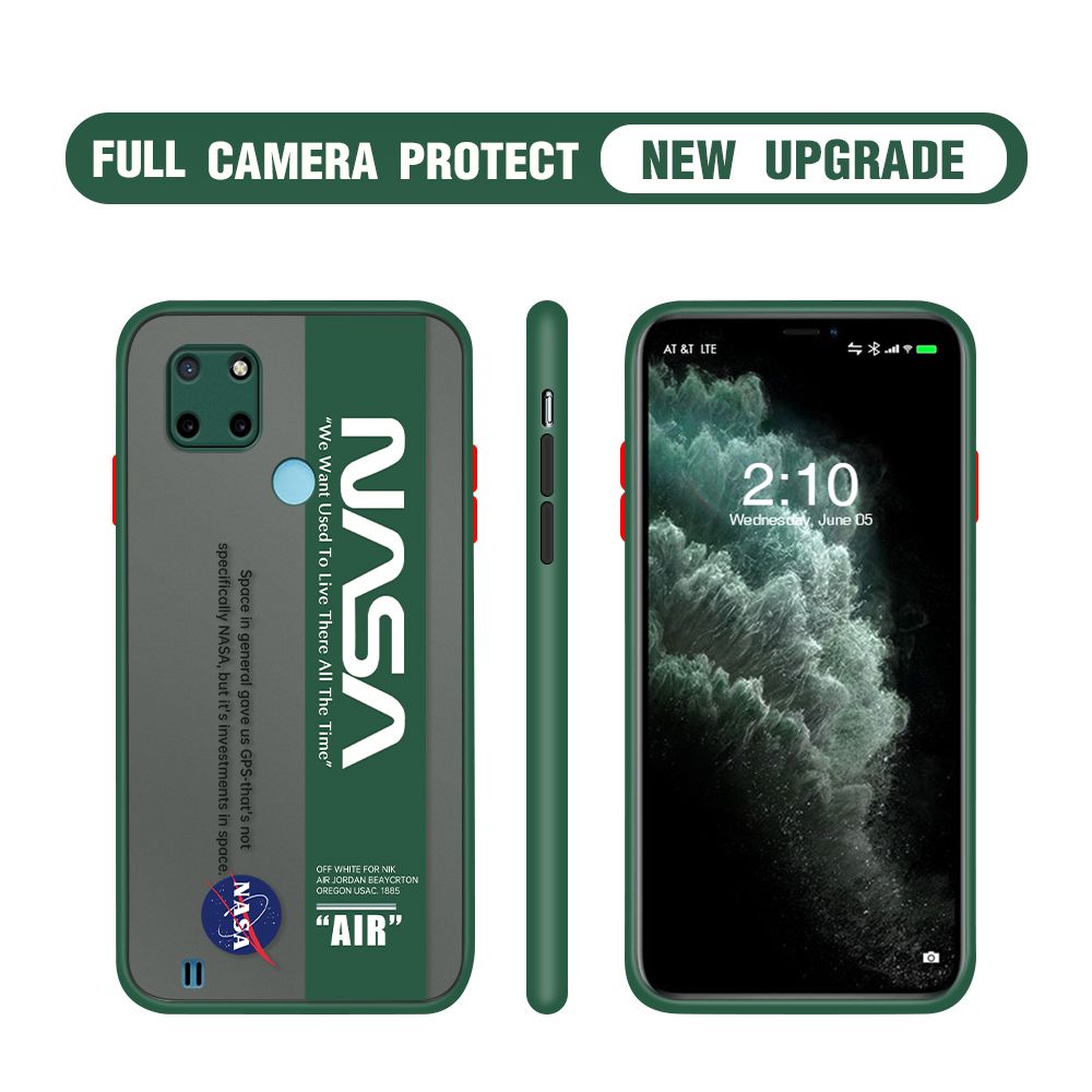 Hontinga for Realme C21Y C25Y Case Astronaut Space Logo Cases Edge Frosted Transparent Phone Cover