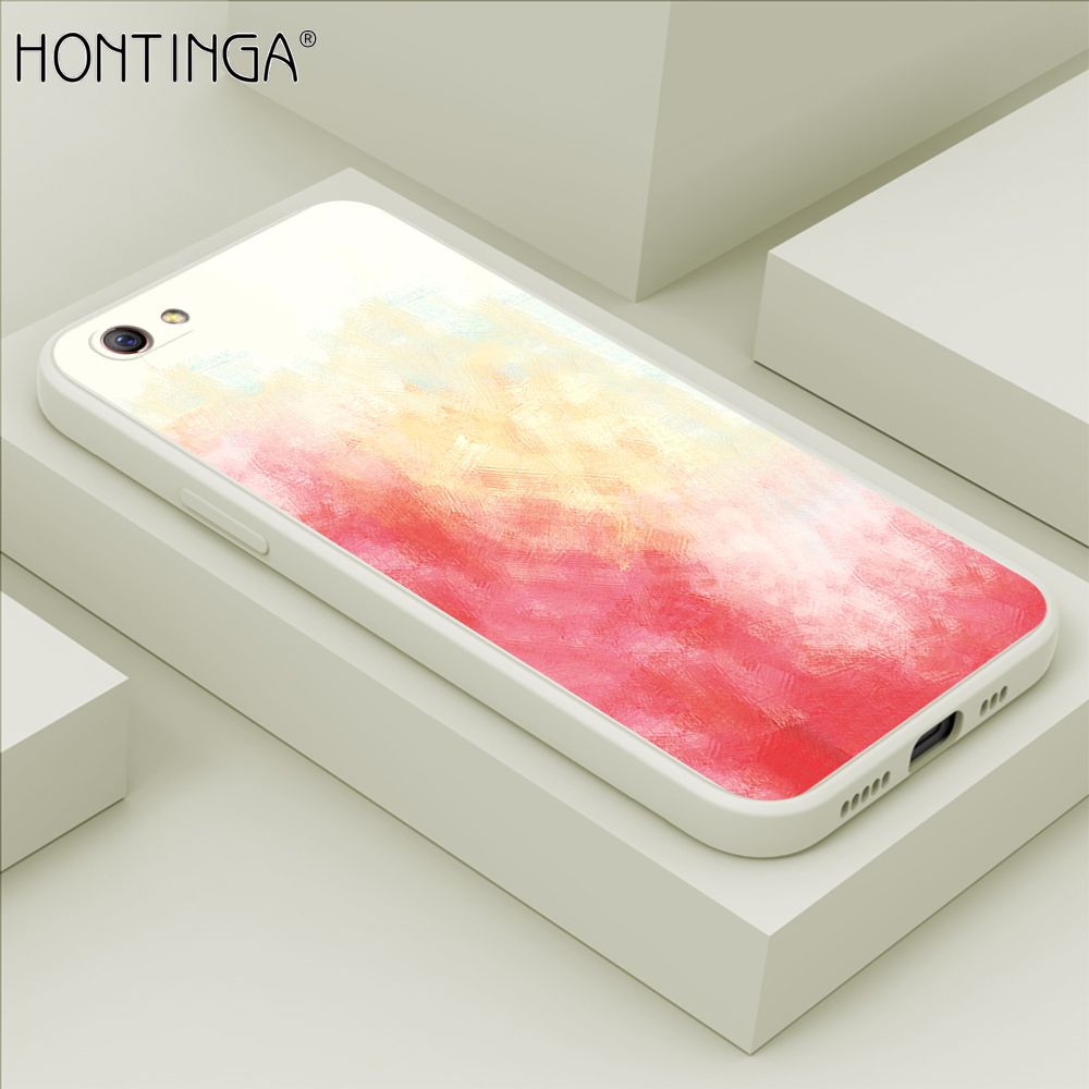 Hontinga for OPPO R9S Plus Case Watercolor Gradient Liquid Soft Square Silicone Phone Case Shockproof Protection Rubber Cover