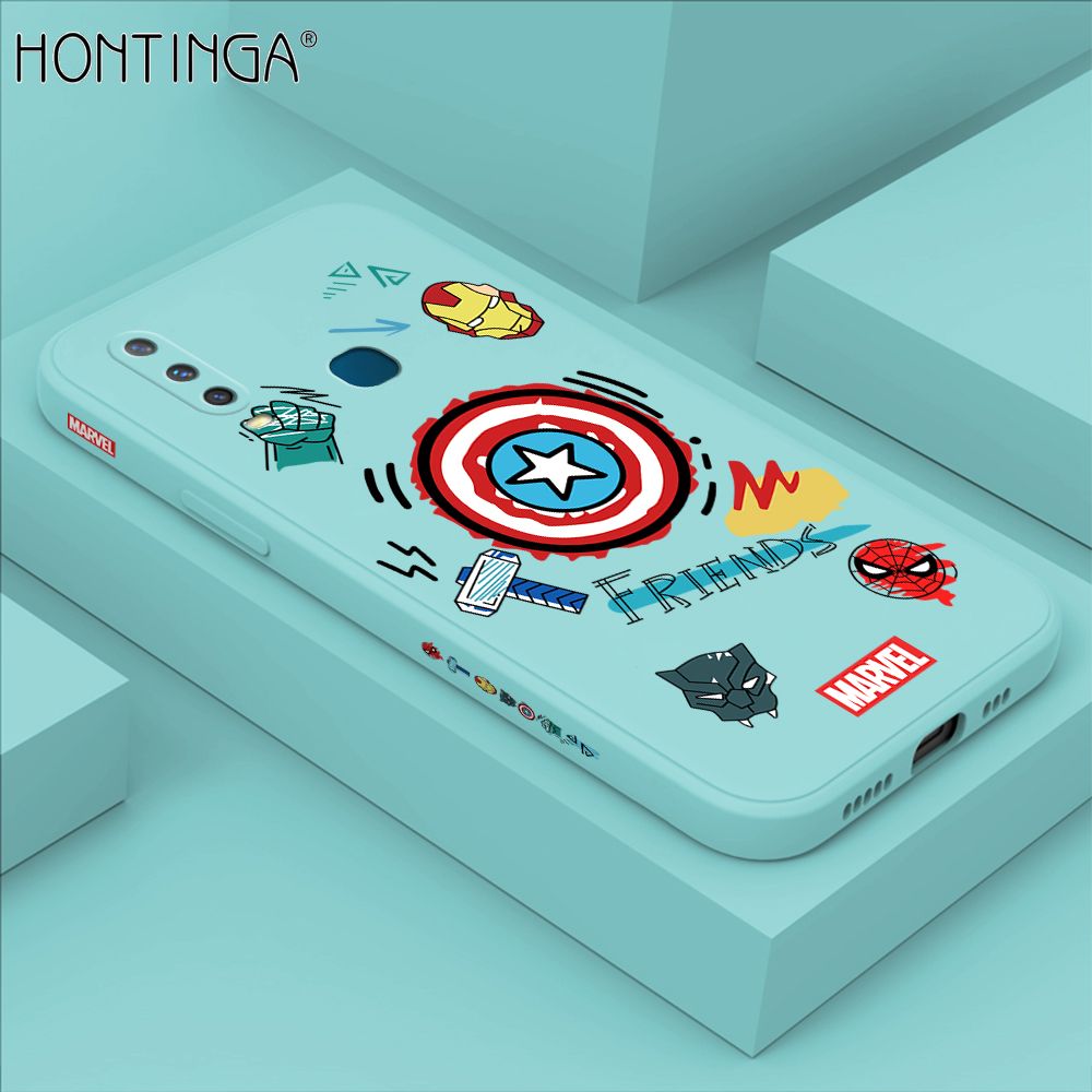 Hontinga for Vivo Y17 Y15 Y12 Case Side Design Trendy Cartoon Sign Back Cover Soft Square Edge Pattern Liquid Silicone Phone Cases