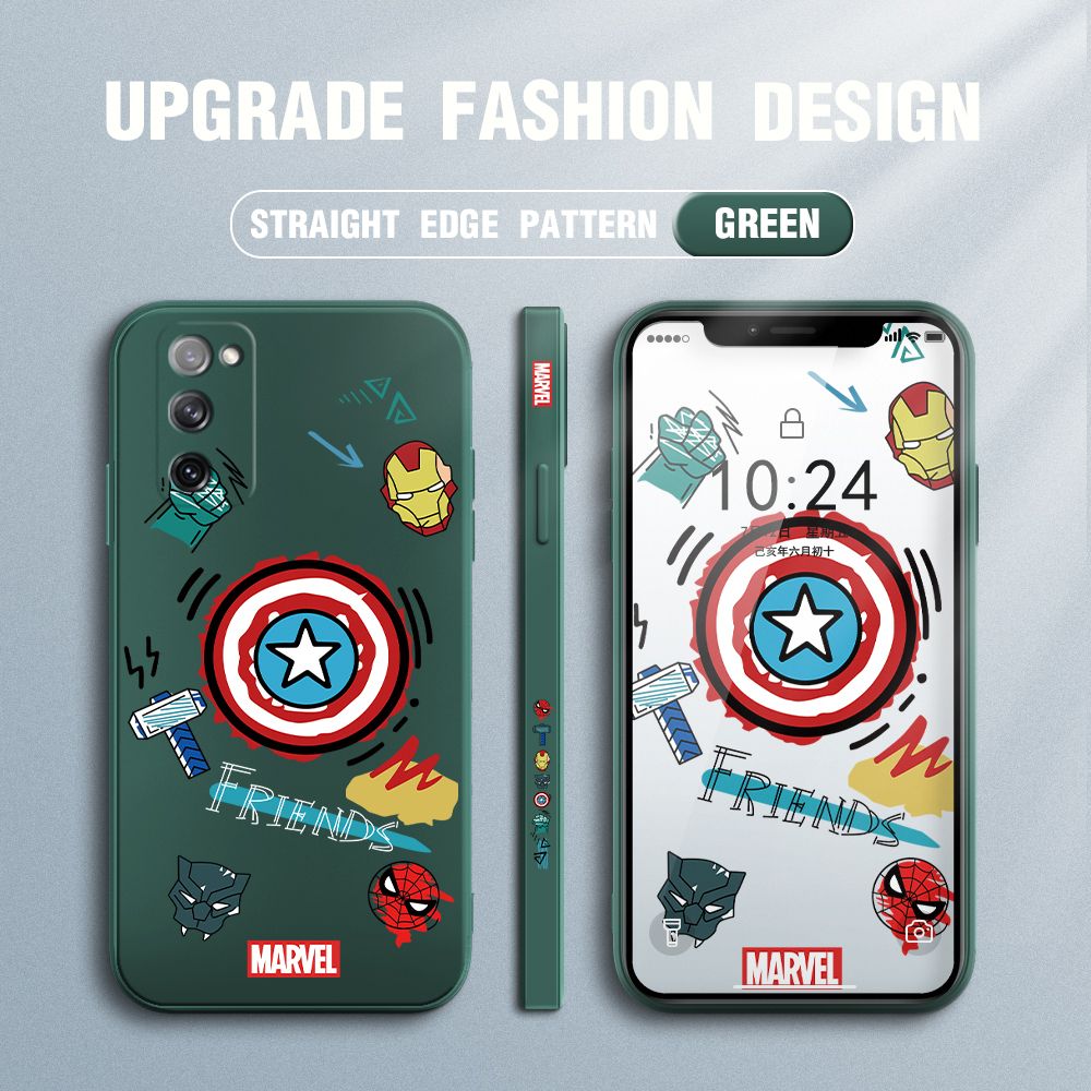 Jizetin for Samsung Galaxy S20 FE / S20 FE 5G Back Cover Hero Props Side Design Liquid Silicone Phone Case Soft Full Camera Protect Phone Cases