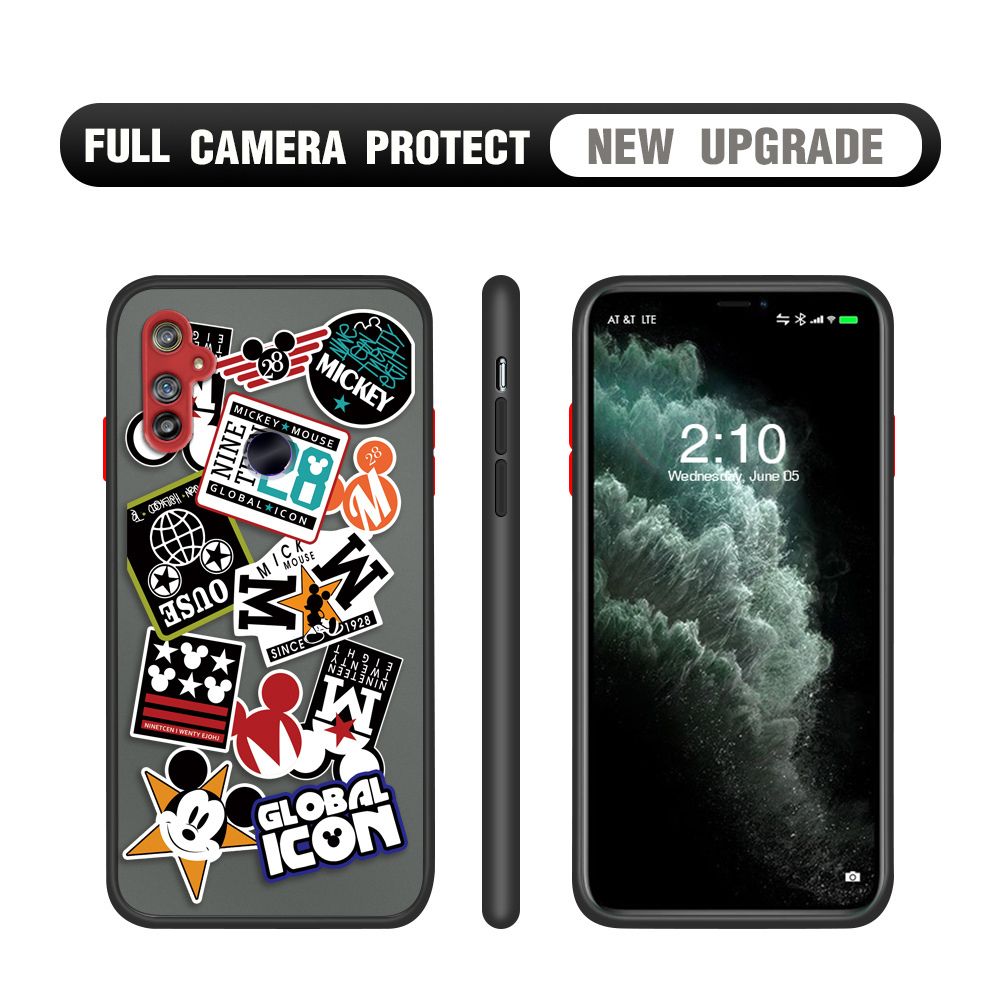 Hontinga for Realme C3 Case Travel Poster Camera Shockproof Protection Cases Edge Frosted Transparent Phone Cover