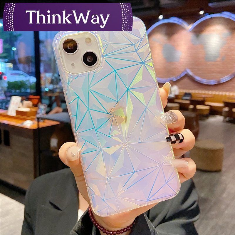 INS Gradient Aurora Laser Transparent Case For iPhone 13 12 11 Pro Max XR X XS 7 8 Plus SE2 3D Diamond Matte Soft Silicone Cover