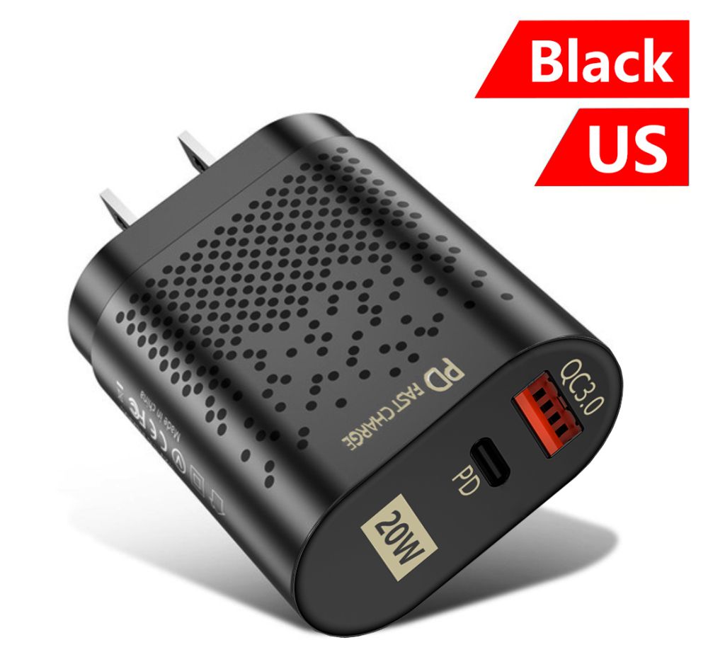 PD20W+QC3.0 Fast Charging Charger For iPhone12 Dual Port Charger PD Travel Charger